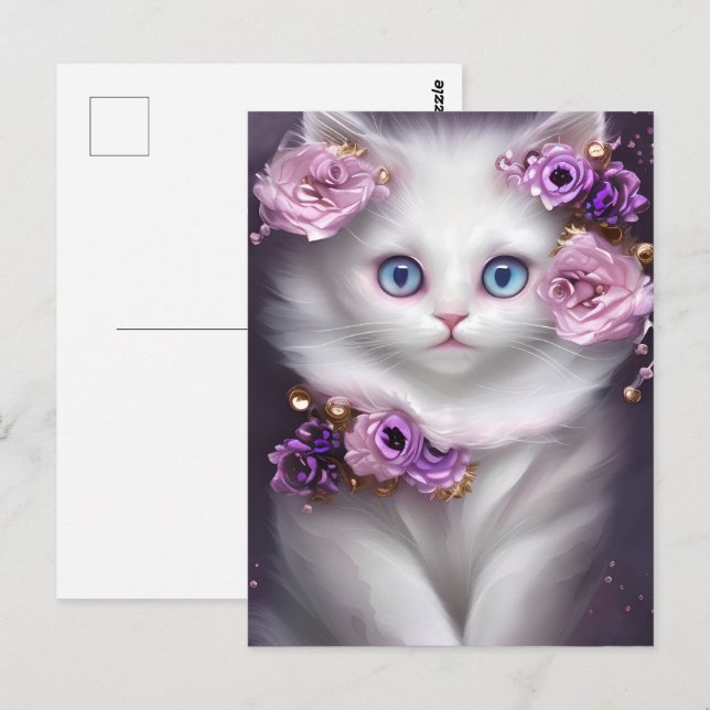 Fantasy White Cat Postcard (Front/Back)