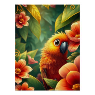 Fantasy White Parrot Poster