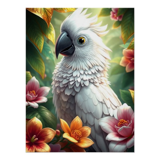 Fantasy White Parrot  Poster (Front)