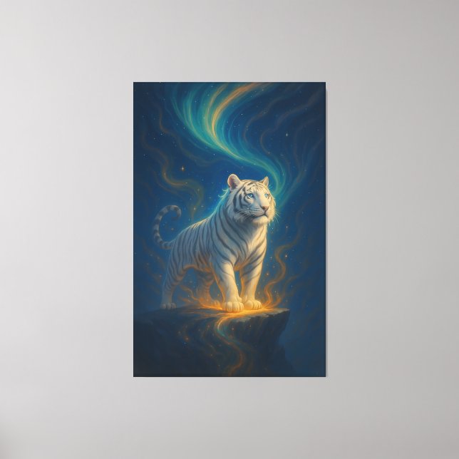 Fantasy White Tiger – Mystic Aura Series | ManJian Canvas Print (Front)