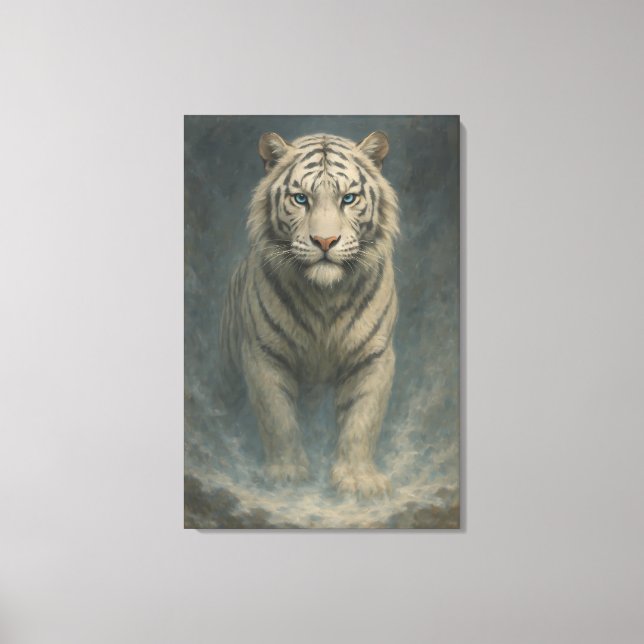Fantasy White Tiger – Mystic Aura Series | ManJian Canvas Print (Front)