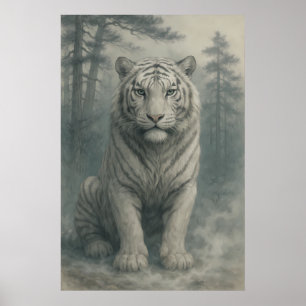 Fantasy White Tiger – Mystic Aura Series ManJian Poster