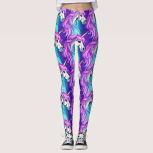Fantasy White Unicorn Seamless Pattern Leggings