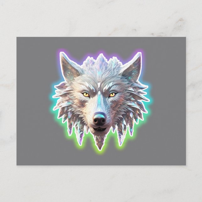 Fantasy White Wolf Head Postcard (Front)