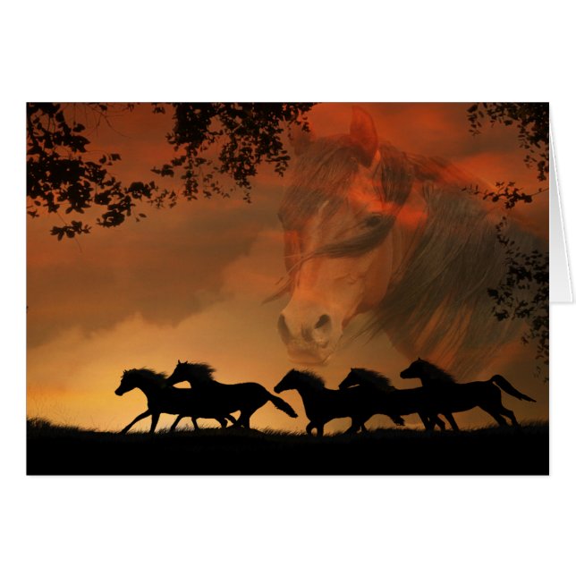Fantasy Wild Horses Spiritual Card (Front Horizontal)