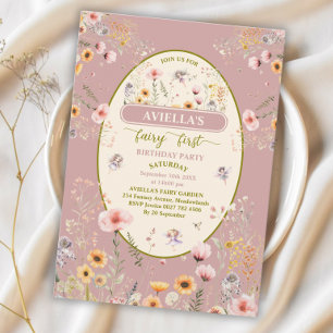 Fantasy wildflower fairy first Invitation