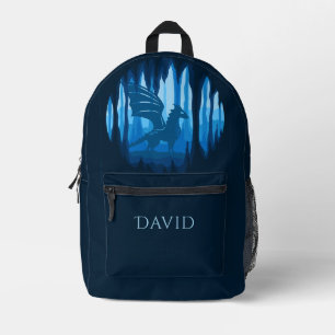 Fantasy Winged Dragon Navy Blue Personalized  Printed Backpack