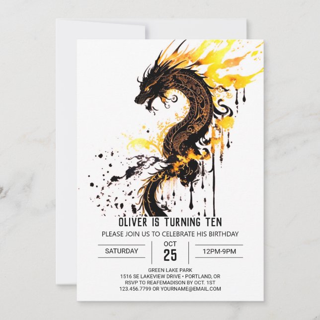 Fantasy Wings and Scales Birthday Invitation (Front)