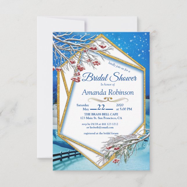 Fantasy Winter Bridal Shower RSVP Card (Front)
