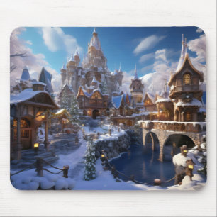 Fantasy Winter City Mouse Pad