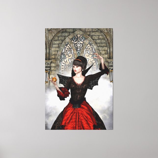 Fantasy Witch - Medieval Castle Halloween Art Canvas Print (Front)