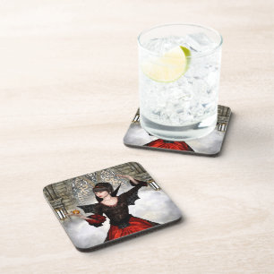 Fantasy Witch - Medieval Castle Halloween Art Coaster