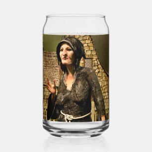 Fantasy Witch Medieval Village Halloween Can Glass