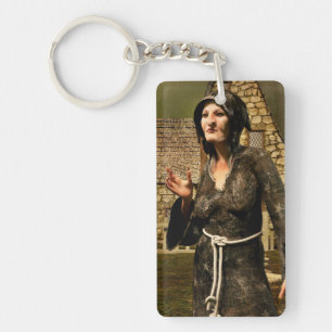 Fantasy Witch Medieval Village Halloween Keychain
