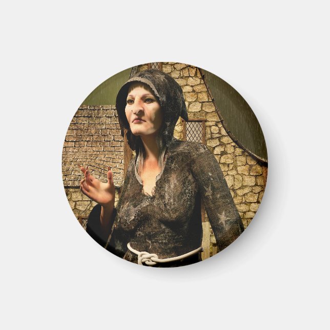 Fantasy Witch Medieval Village Halloween Magnet (Front)