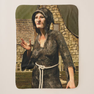 Fantasy Witch Medieval Village Halloween Sherpa Blanket