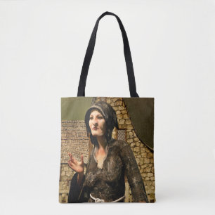 Fantasy Witch Medieval Village Halloween Tote Bag