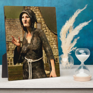 Fantasy Witch - Medieval Village Night Halloween Plaque