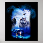 Fantasy Wolf Moon Mountain Poster<br><div class="desc">wolf,  wolves,  fantasy,  indian wolf,  moon,  native wolf,  wolf deco,  fantasy wolf,  wolf moon,  wolf mountain</div>