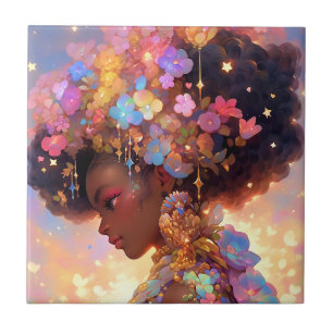 Fantasy Woman African American Art Tile