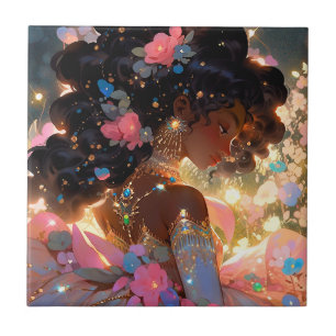 Fantasy Woman African American Art Tile