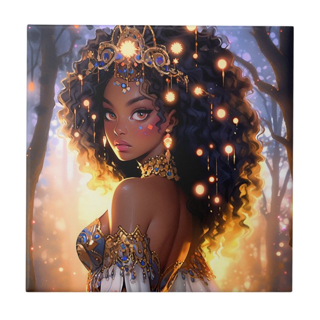 Fantasy Woman African American Art Tile (Front)