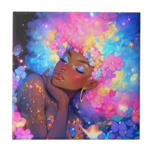 Fantasy Woman African American Art Tile