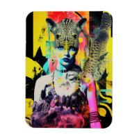 Fantasy Woman and Animals Colourful Collage