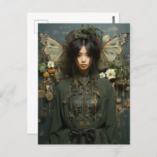 Fantasy Woman and Insect Wings Scifi AI Art Postcard
