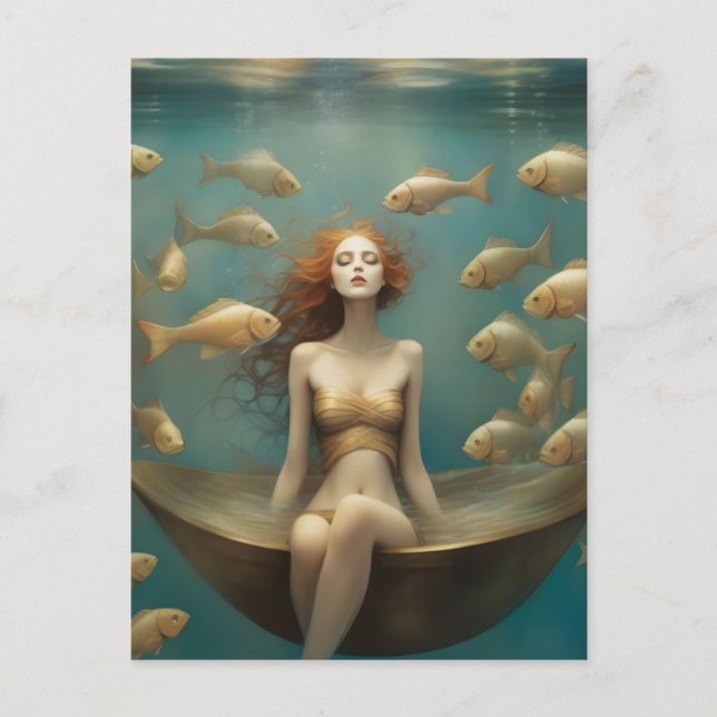 Fantasy Woman Bathing Under the Ocean Postcard (Front)