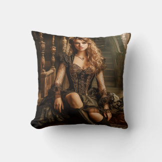 Fantasy Woman  in Stylish Clothing  Throw Pillow