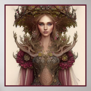 Fantasy Woman of Flowers and Nature Poster