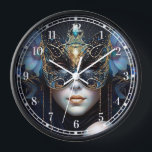 Fantasy Woman Wearing Mask Clock<br><div class="desc">Fantasy Woman Wearing Mask</div>