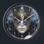 Fantasy Woman Wearing Mask Clock<br><div class="desc">Fantasy Woman Wearing Mask</div>
