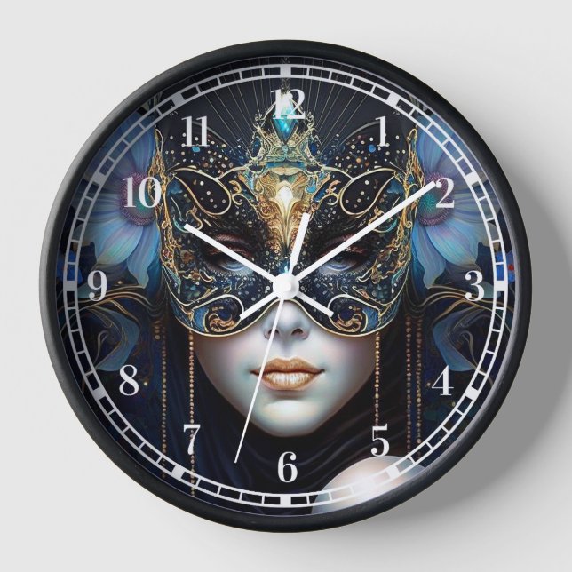 Fantasy Woman Wearing Mask Clock (Front)