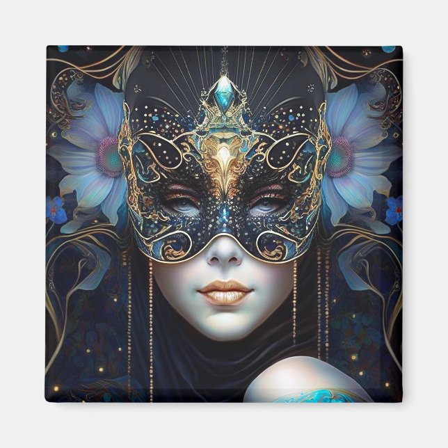 Fantasy Woman Wearing Mask Magnet (Front)