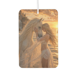 Fantasy Woman with White horse in the sunset Air Freshener