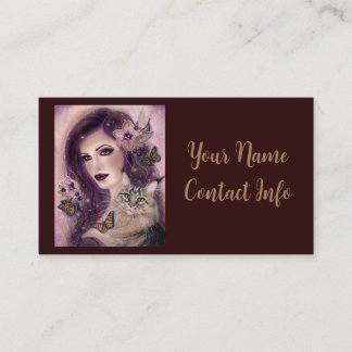 Fantasy women with cat by Renee Lavoie Calling Card