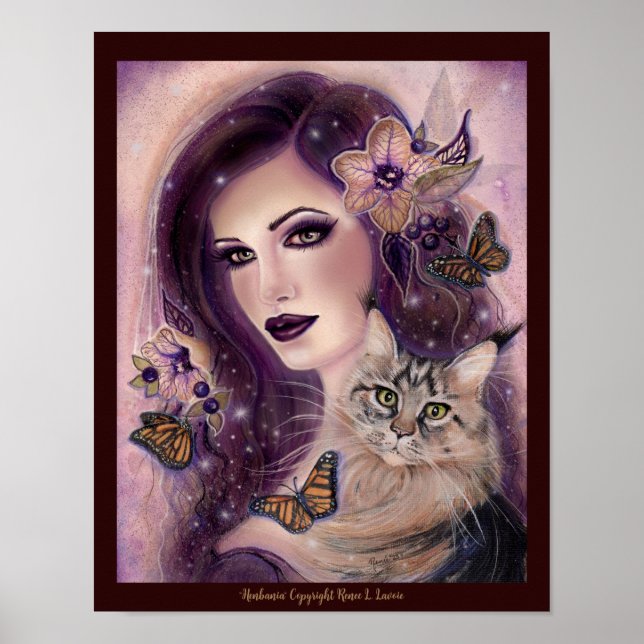 Fantasy women with cat by Renee Lavoie Poster (Front)