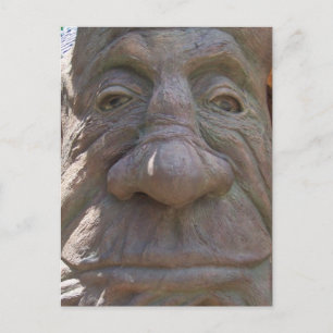 Fantasy Wood Carving Old Face in the Tree Postcard