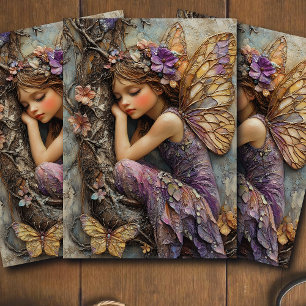 Fantasy Woodland Fairy with Butterflies Decoupage Tissue Paper