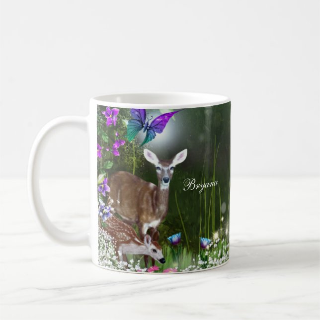 Fantasy woodland forest animals enchanted coffee mug (Left)
