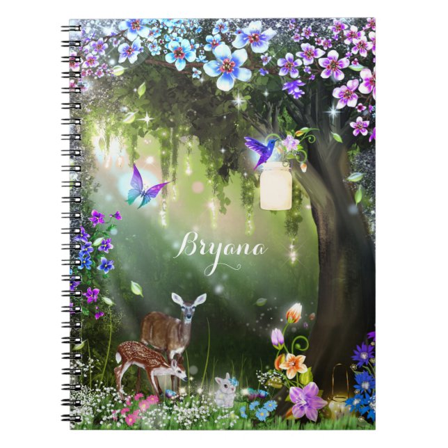 Fantasy woodland forest animals enchanted notebook (Front)