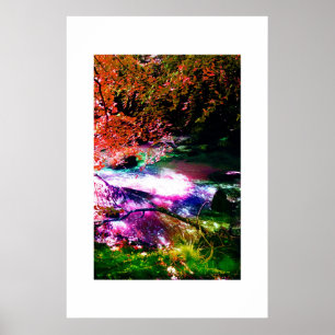 Fantasy woodland stream art poster