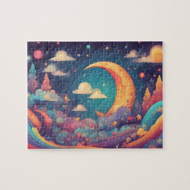 Fantasy World Colourful Moon Jigsaw Puzzle (Horizontal)
