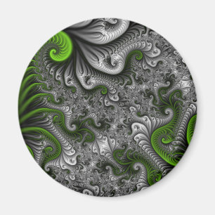 Fantasy World Green And Gray Abstract Fractal Art Magnet