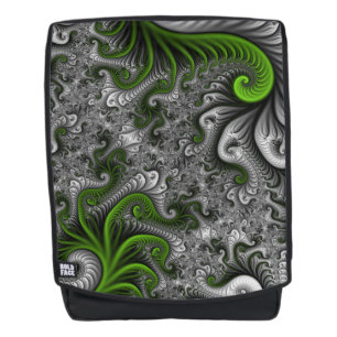 Fantasy World Green And Grey Abstract Fractal Art Backpack