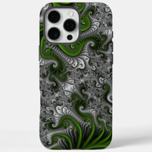 Fantasy World Green And Grey Abstract Fractal Art iPhone 16 Pro Max Case