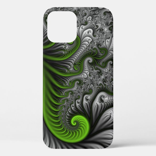 Fantasy World Green And Grey Abstract Fractal Art Case-Mate iPhone Case (Back)