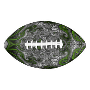 Fantasy World Green And Grey Abstract Fractal Art Football